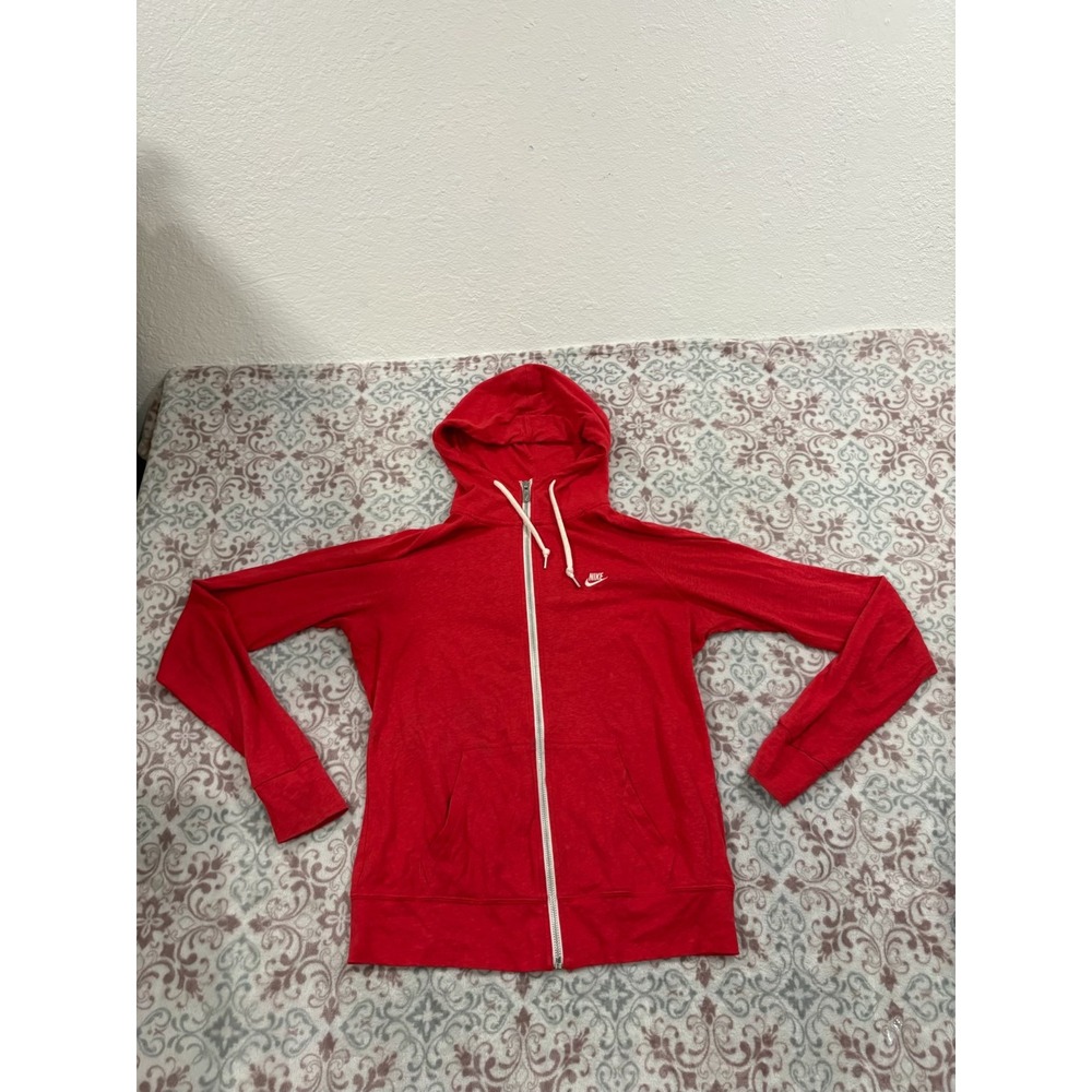Nike Sportswear Gym Vintage Full Zip Hoodie Red Heathered Womens Medium